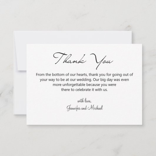 Carte De Remerciements photo mariage de script minimal élégant (Dos)