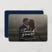 Carte de remerciements photo Mariage de script mod (Devant / Derrière)