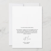 Carte de remerciements photo Mariage de script mod (Dos)