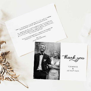 Carte de remerciements photo Mariage de script mod