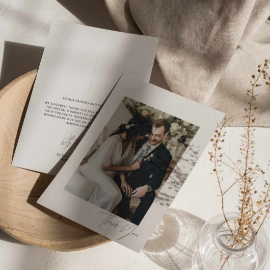 Carte de remerciements photo Mariage de script mod