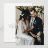 Carte de remerciements photo Mariage de script mod (Devant / Derrière)