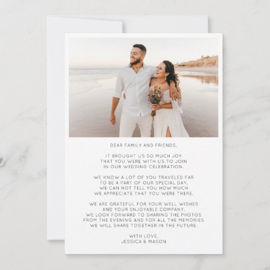 Carte de remerciements photo Mariage de script sim (Dos)