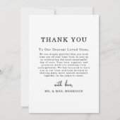 Carte de remerciements photo Mariage de script sim (Dos)