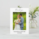 Carte De Remerciements Photo Mariage de script simple (Debout devant)