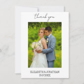 Carte De Remerciements Photo Mariage de script simple (Devant)