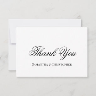 Carte De Remerciements Photo Mariage de script simple et élégant