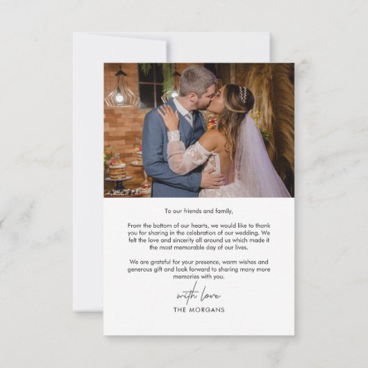 Carte De Remerciements Photo Mariage de script simple moderne (Dos)