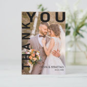 Carte De Remerciements Photo Mariage de texte simple et moderne (Debout devant)