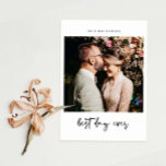 Carte de remerciements photo Mariage du meilleur j<br><div class="desc">Carte de remerciements de mariage minimaliste et élégant avec texte de typographie de script. Le texte et les messages peuvent être modifiés à l'arrière de la carte. Pour une personnalisation plus avancée de cette conception, par exemple la modification de la disposition, de la police ou de la taille du texte,...</div>