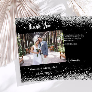 Carte de remerciements photo mariage en argent noi