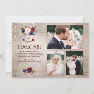 Carte De Remerciements Photo Mariage en fleur radieuse Mason Jar