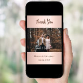 carte de remerciements photo mariage en or rose