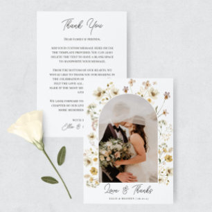 Carte de remerciements photo Mariage Fleur sauvage