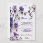 Carte De Remerciements Photo Mariage Fleur sauvage de lavande (Devant)