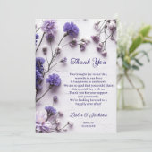 Carte De Remerciements Photo Mariage Fleur sauvage de lavande (Debout devant)