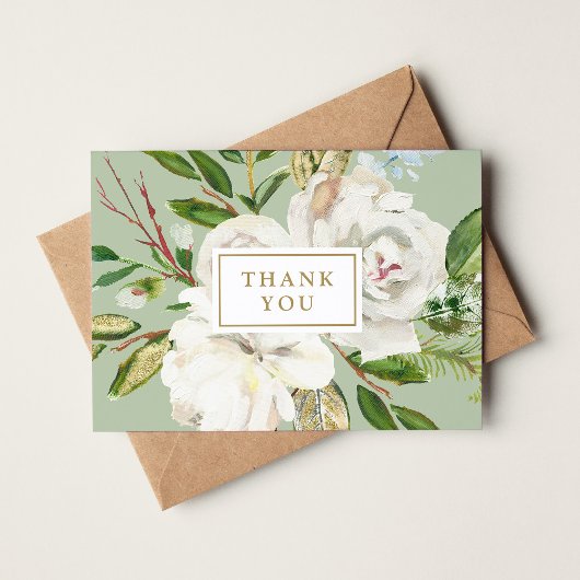 Carte de remerciements photo Mariage Gilded Blooms