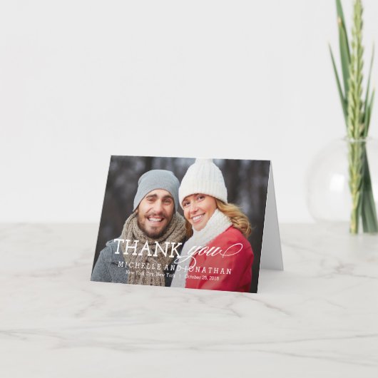 Carte de remerciements photo Mariage intemporel (Devant)