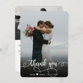 Carte de remerciements photo Mariage lettres main  (Devant / Derrière)