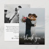 Carte de remerciements photo Mariage lettres main  (Devant / Derrière)