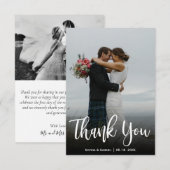Carte de remerciements photo Mariage lettres main  (Devant / Derrière)