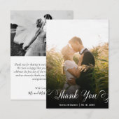 Carte de remerciements photo Mariage lettres main  (Devant / Derrière)