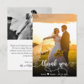 Carte de remerciements photo Mariage lettres main  (Devant / Derrière)
