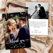 Carte de remerciements photo Mariage lettres main