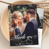 Carte de remerciements photo Mariage lettres main