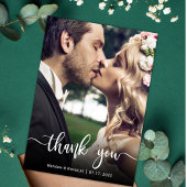 Carte de remerciements photo Mariage lettres main 