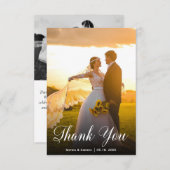 Carte de remerciements photo Mariage lettres main (Devant / Derrière)