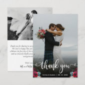 Carte de remerciements photo Mariage lettres main (Devant / Derrière)