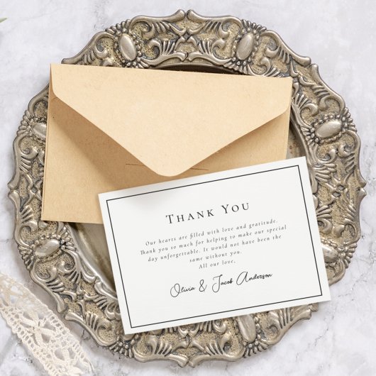 Carte De Remerciements Photo Mariage minimaliste