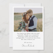 Carte De Remerciements Photo Mariage minimaliste 5x7 (Devant)