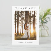 Carte De Remerciements Photo Mariage minimaliste simple (Debout devant)