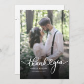 Carte De Remerciements Photo Mariage moderne à la main (Devant / Derrière)