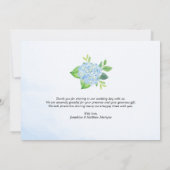 Carte De Remerciements Photo Mariage moderne géométrique Blue Hydrangea (Dos)