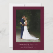 Carte De Remerciements Photo Mariage moderne simple (Devant)