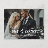 Carte de remerciements photo Mariage moto moderne (Devant)