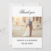 Carte de remerciements photo mariage noir blanc (Devant)