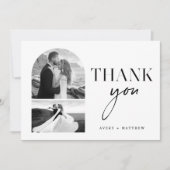 Carte De Remerciements Photo Mariage noir blanc moderne (Devant)