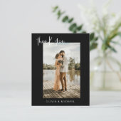 Carte de remerciements photo Mariage noir budget (Debout devant)