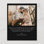 Carte de remerciements photo Mariage noir budget (Dos)