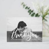 Carte De Remerciements Photo mariage noir et blanc Moderne 2B (Debout devant)