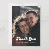 Carte De Remerciements Photo Mariage noir et blanc rétro (Devant)