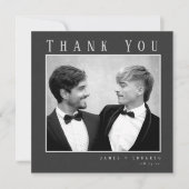 Carte De Remerciements Photo Mariage noir et blanc sur mesure ID1090 (Devant)