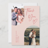 Carte De Remerciements Photo Mariage rose double arc (Devant)