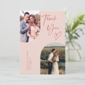 Carte De Remerciements Photo Mariage rose double arc (Debout devant)