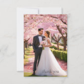 Carte De Remerciements Photo mariage rose et blanc (Devant)