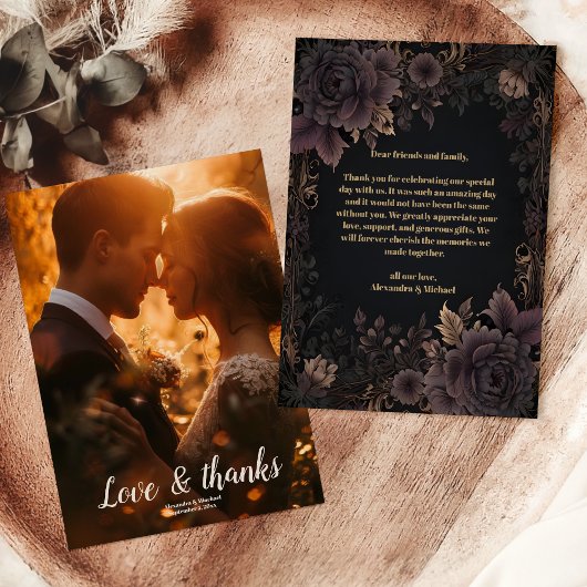 Carte De Remerciements Photo mariage royal gothique victorien